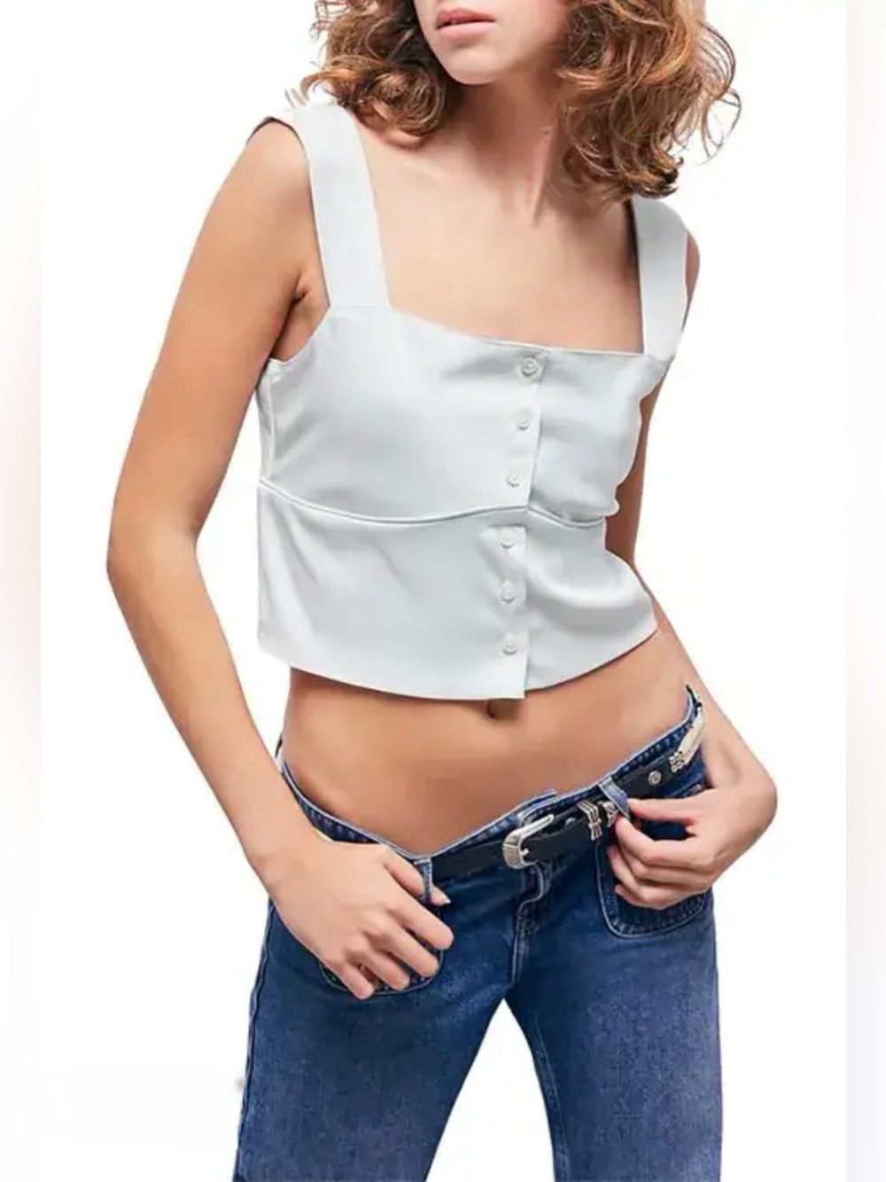 THE KOOPLES Satin Square Neck Blouse